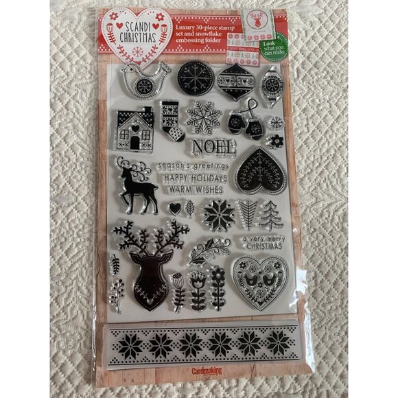 Cardmaking Papercraft Scandi Christmas Stamp Snowflake Embossing Folder - New - Picture 8 of 12